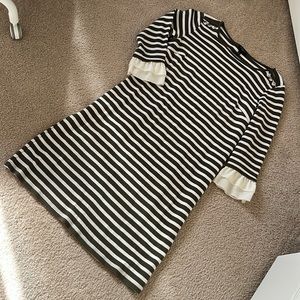 Talbots olive and crème striped dress.